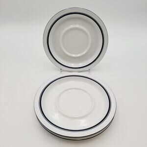 Set Of 3 Dansk Bistro Christianshavn Blue Stripe Saucers